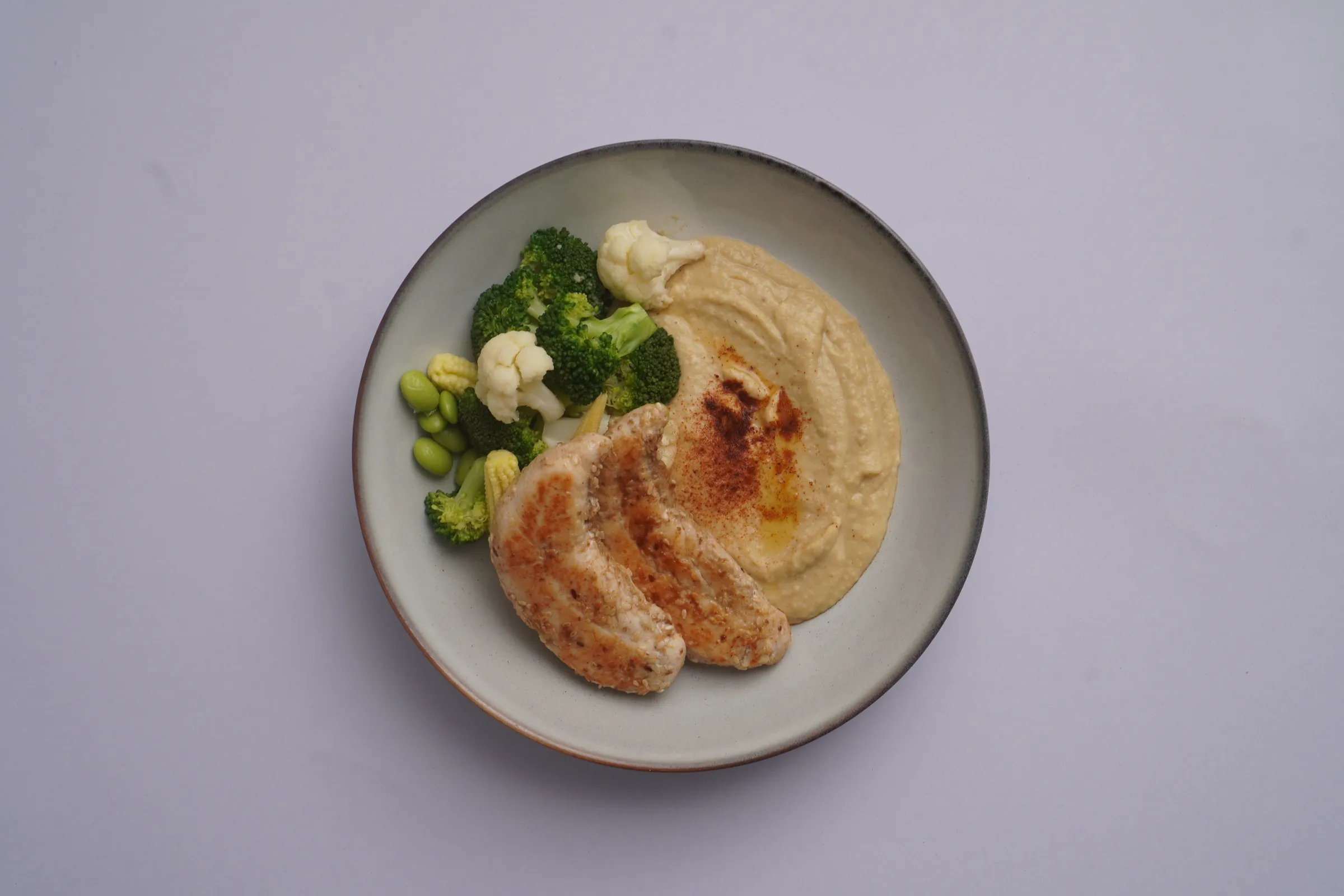 Grilled chicken with hummus